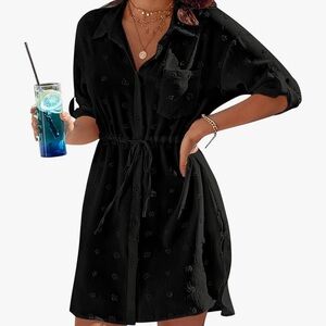 Women's Black Swiss Dot Swim Coverup